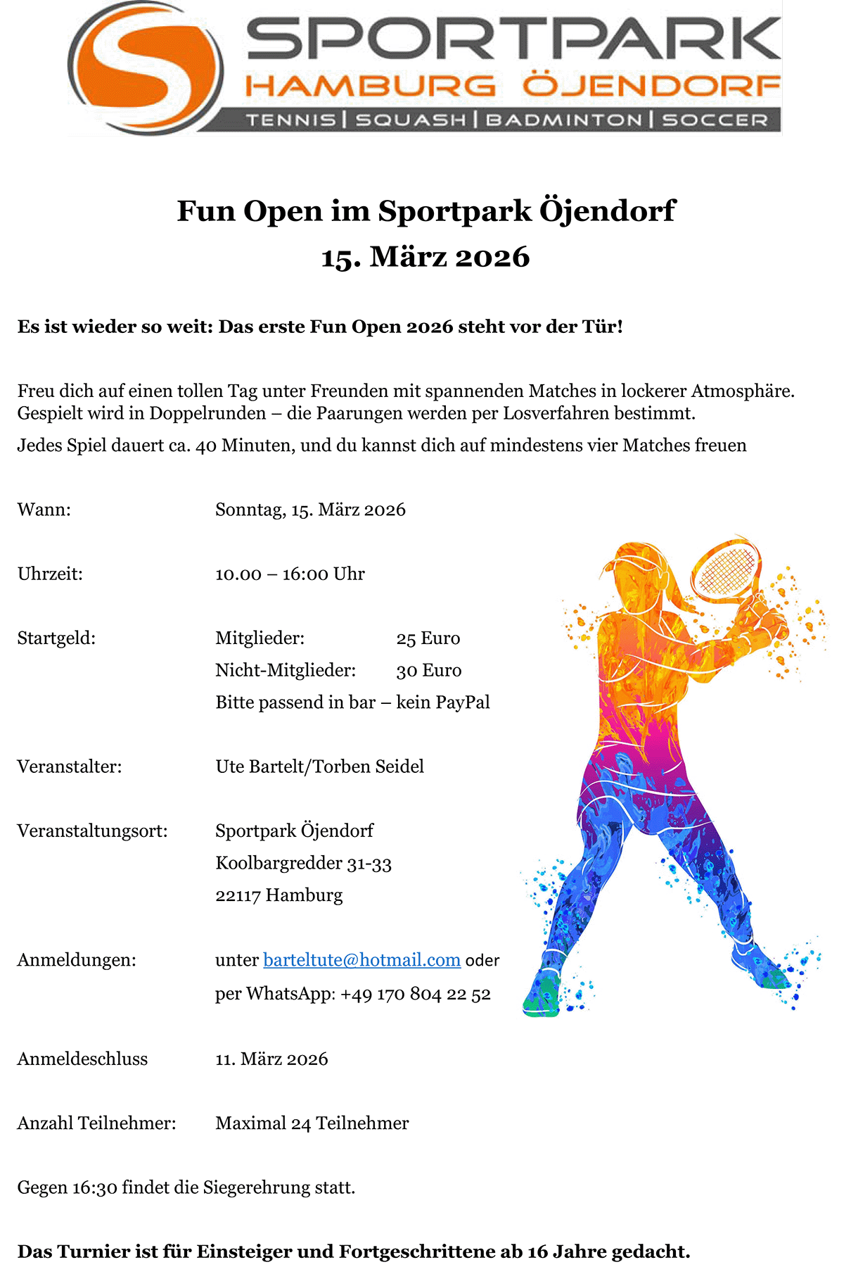 Plakat Fun Open 15.3.2026