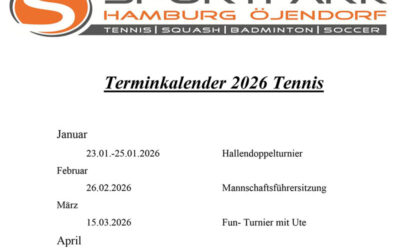 Terminkalender Tennis 2026